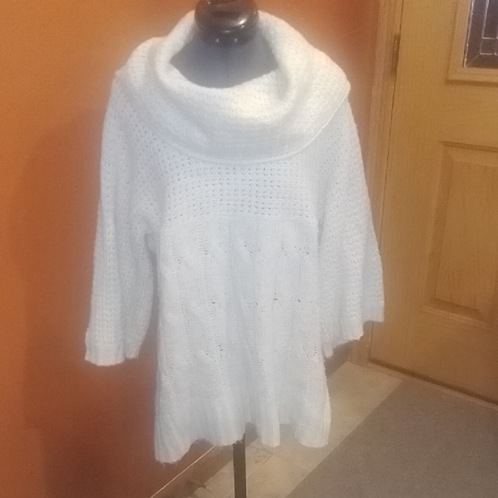 VIP White Cowl Neck Sweater